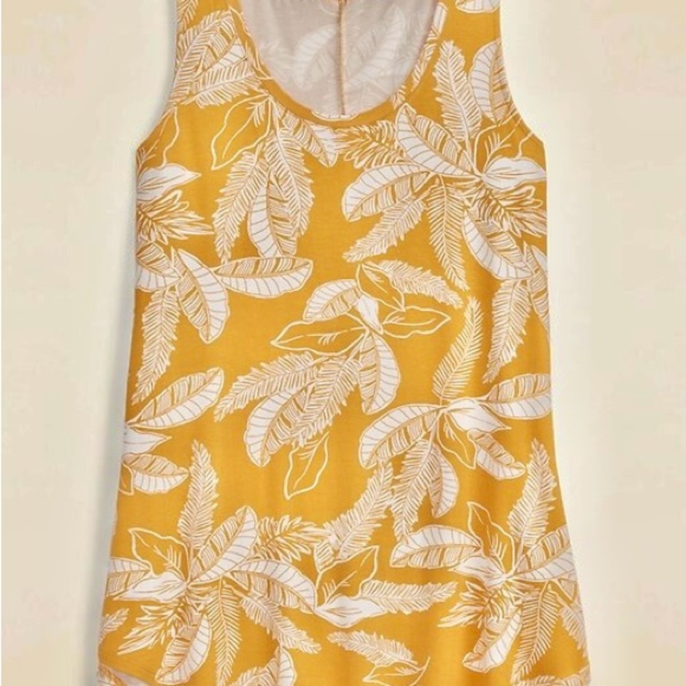Old Navy XL Luxe Scoop Neck Swing Tank Top, Golden Botanical Print